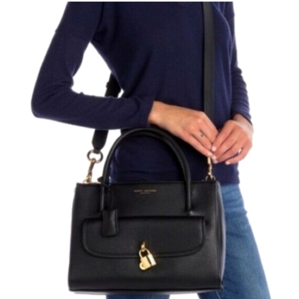 Marc Jacobs Lock That Tote Leather Convertible Satchel Crossbody Bag